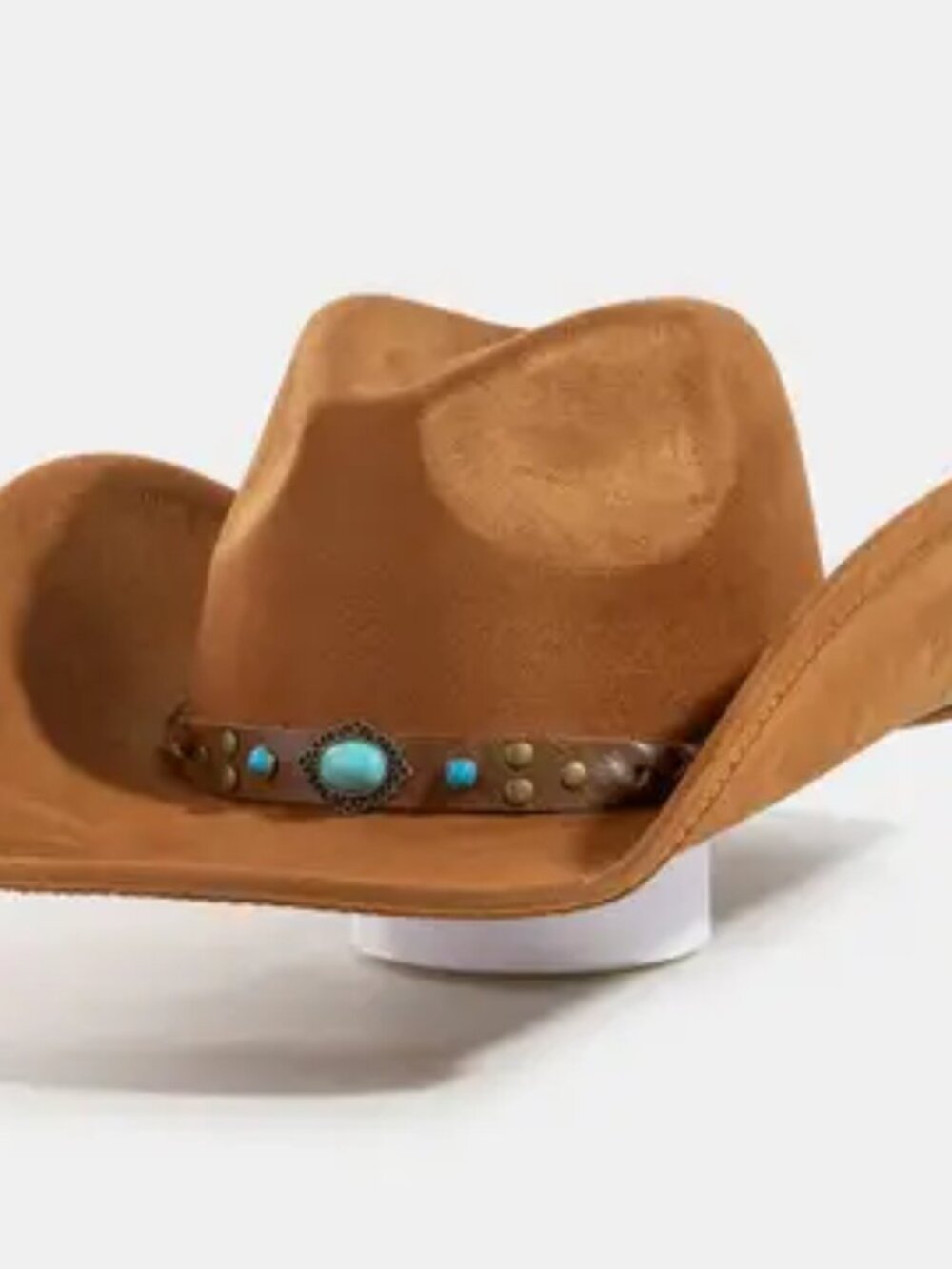 Braided Strap Faux Cowboy Hat Brown Concho